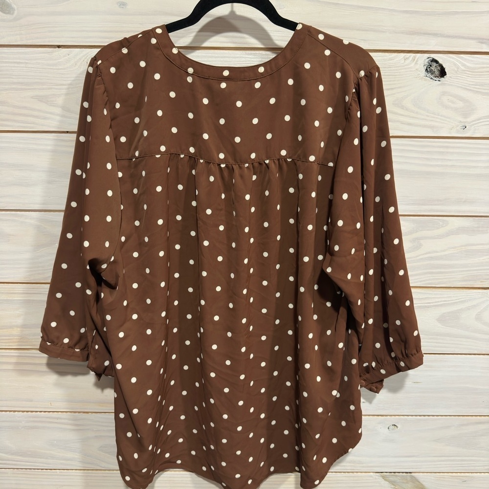 Torrid Chocolate Polka Dot Blouse - Picture 6 of 8